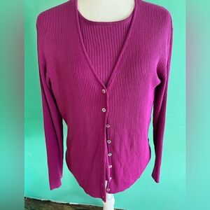 Joseph A. Silk twin sweater set.Raspberry color